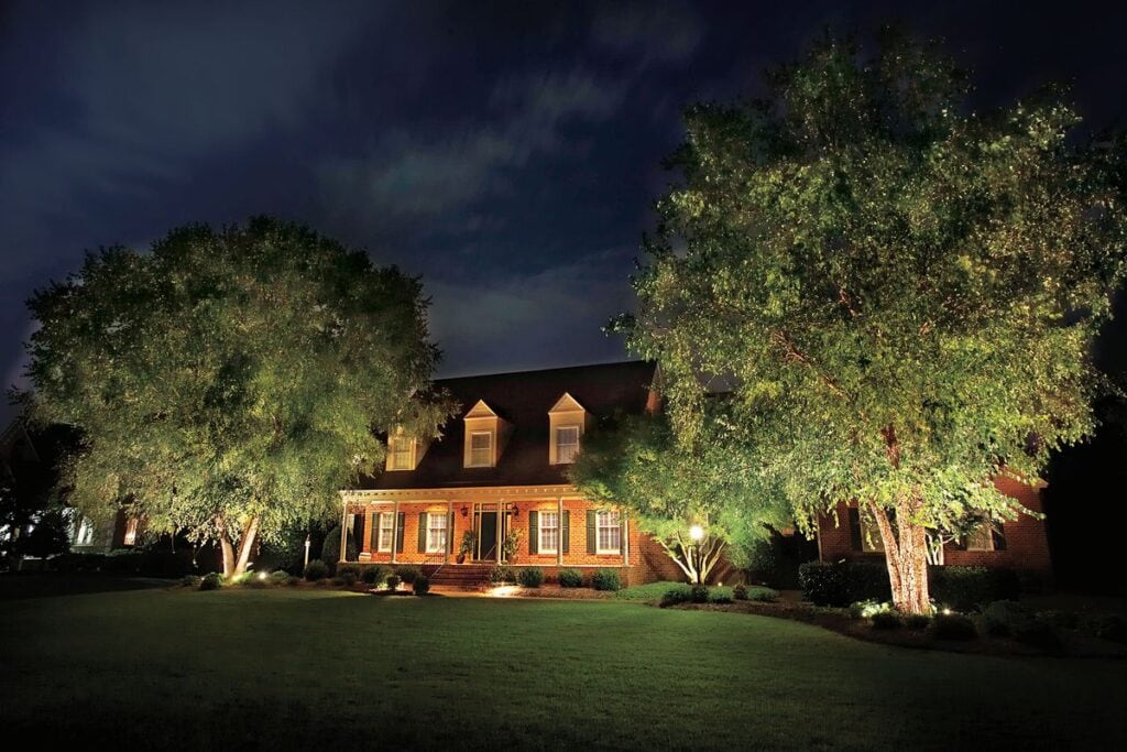 landscape-lighting for trees and house